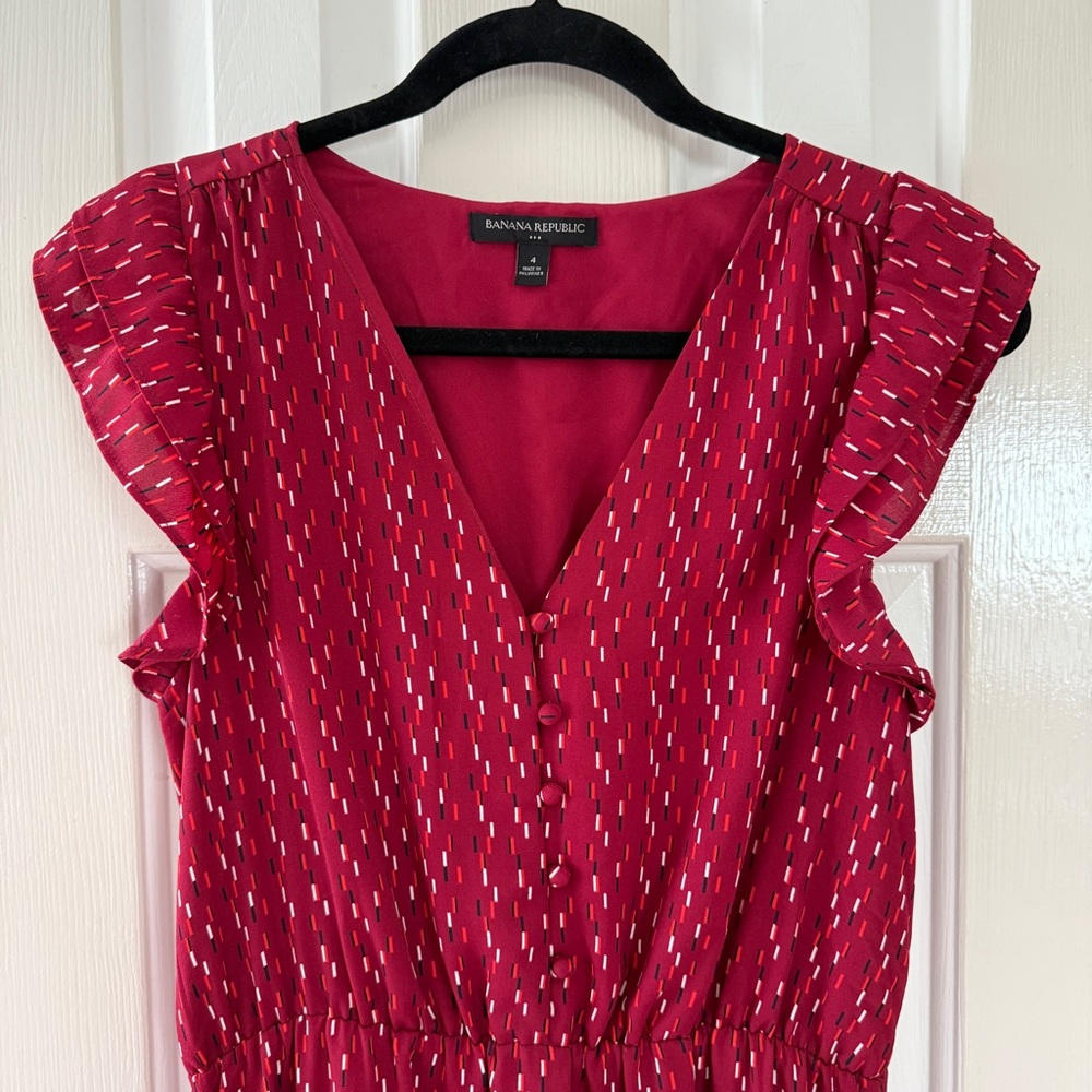 Banana Republic Red Patterned Midi Dress - Picture 7 of 10